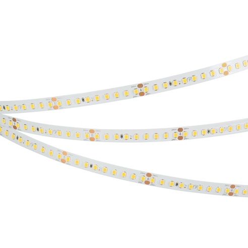 Лента светодиодная RT-A144-10mm 24V Warm3000 (7.7 W/m, IP20, 2835, 5m) (Arlight, высок.эфф.200 лм/Вт)