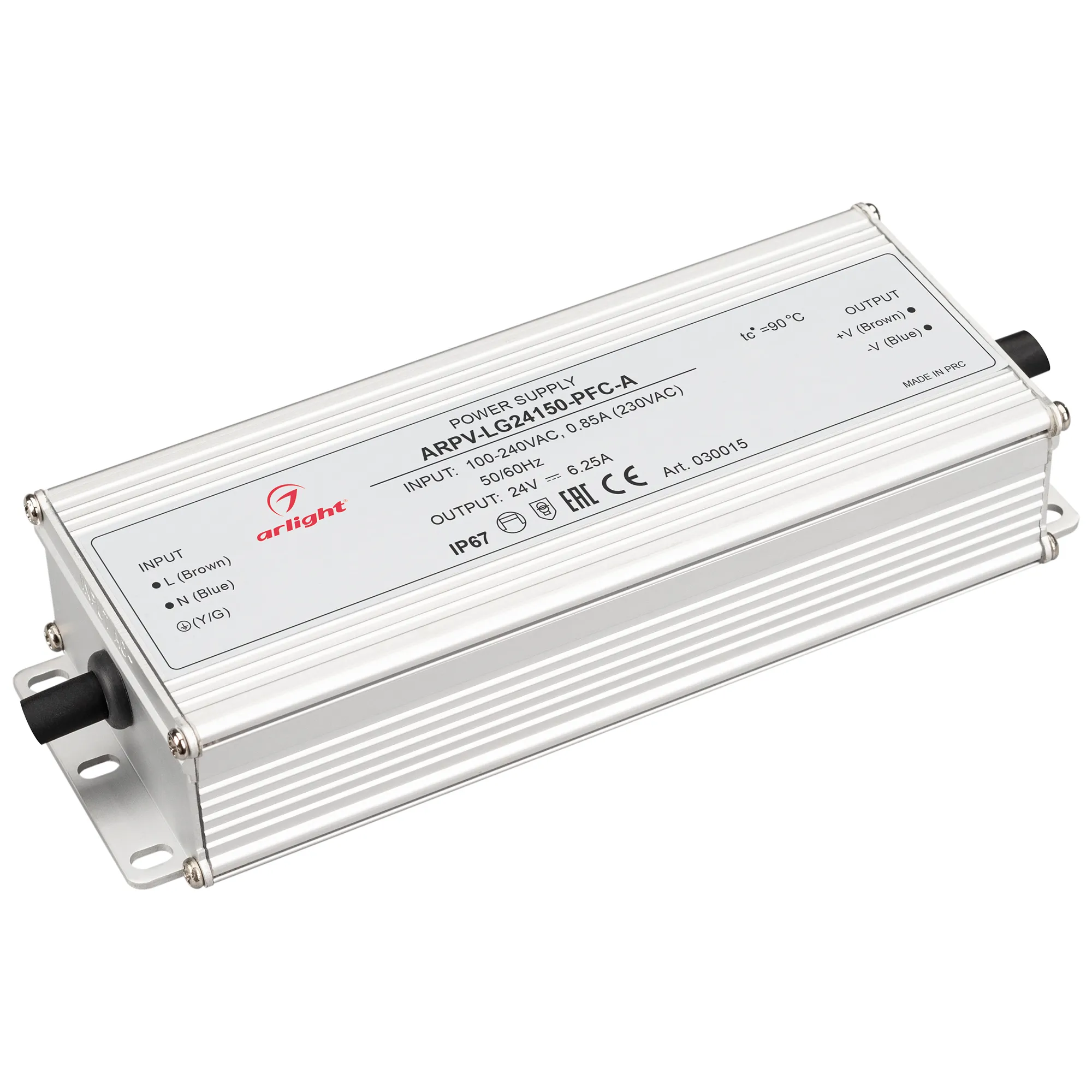 Блок питания ARPV-LG24150-PFC-A (24V, 6.25A, 150W) (Arlight, IP67 Металл, 5 лет) - изображение товара