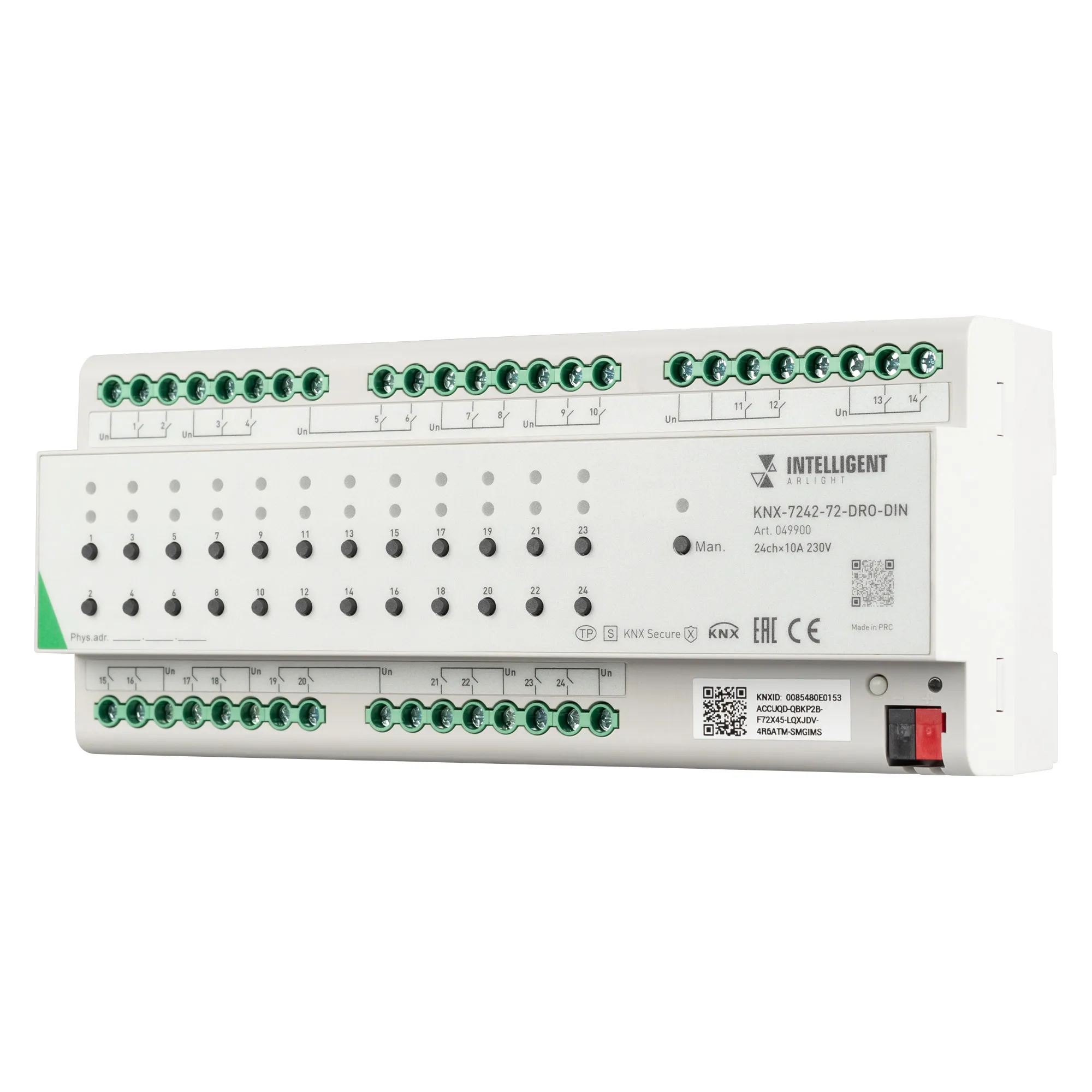 INTELLIGENT ARLIGHT Релейный модуль KNX-7242-72-DRO-DIN Grey (BUS, 24x10A) (IARL, IP20 Пластик, 2 года) - изображение товара