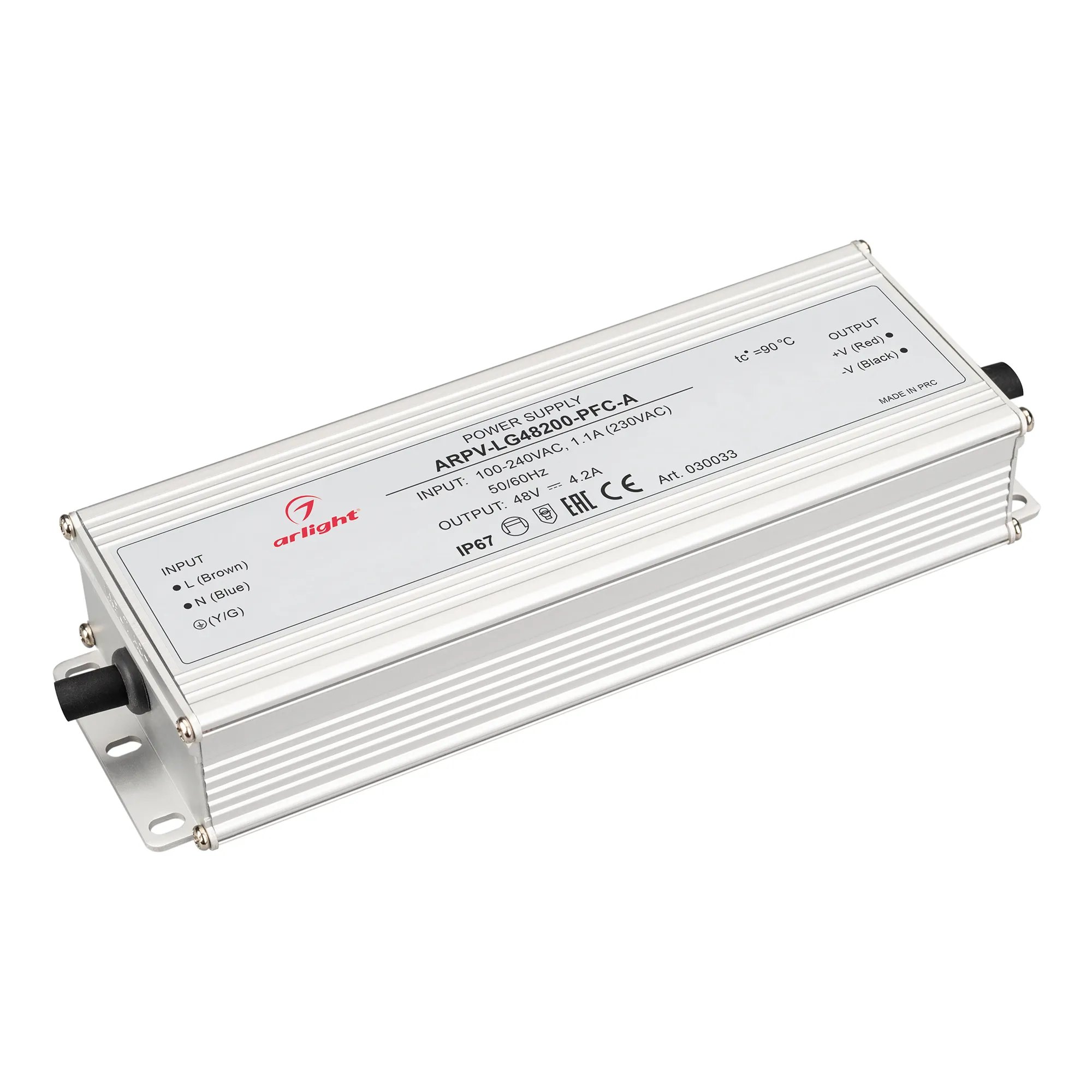 Блок питания ARPV-LG48200-PFC-A (48V, 4.2A, 200W) (Arlight, IP67 Металл, 5 лет) - изображение товара