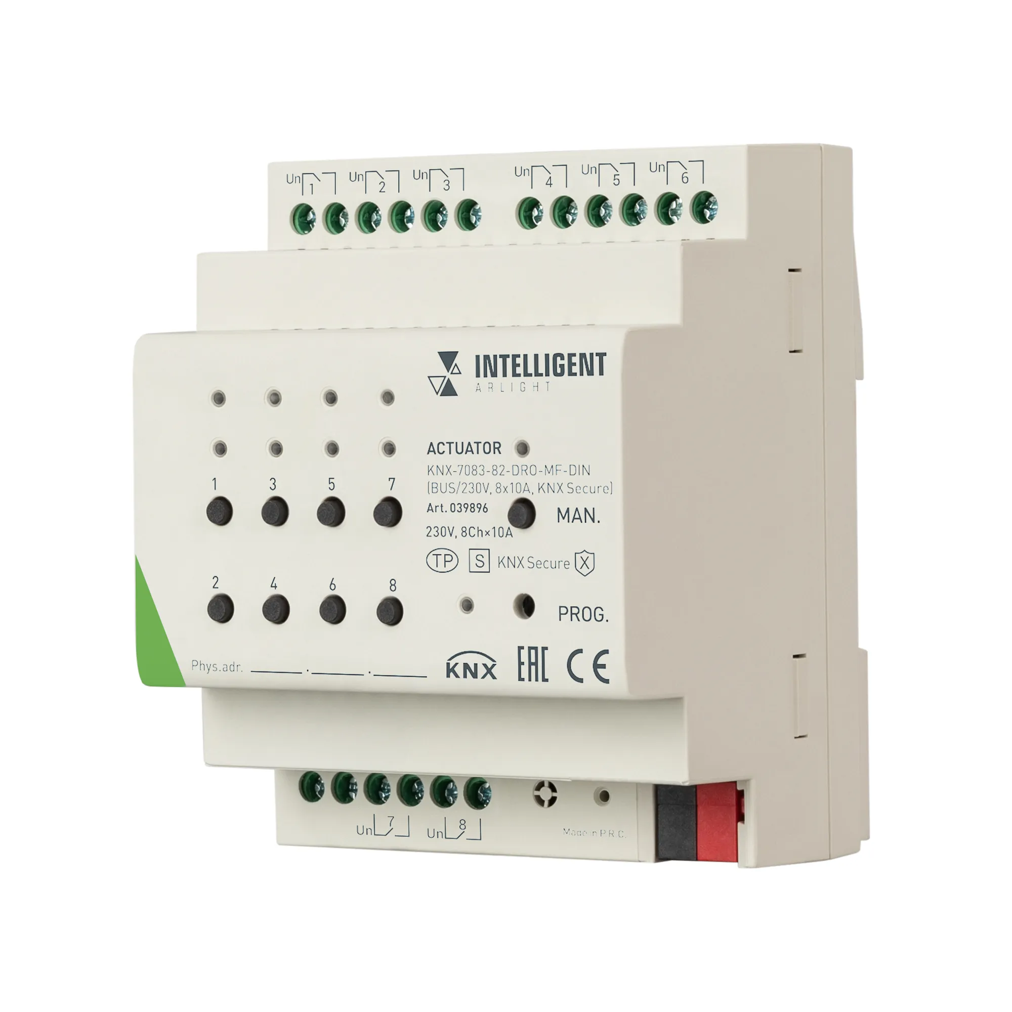 INTELLIGENT ARLIGHT Актуатор KNX-7083-82-DRO-MF-DIN (BUS/230V, 8x10А, KNX Secure)  (IARL, IP20 Пластик, 2 года) - изображение товара